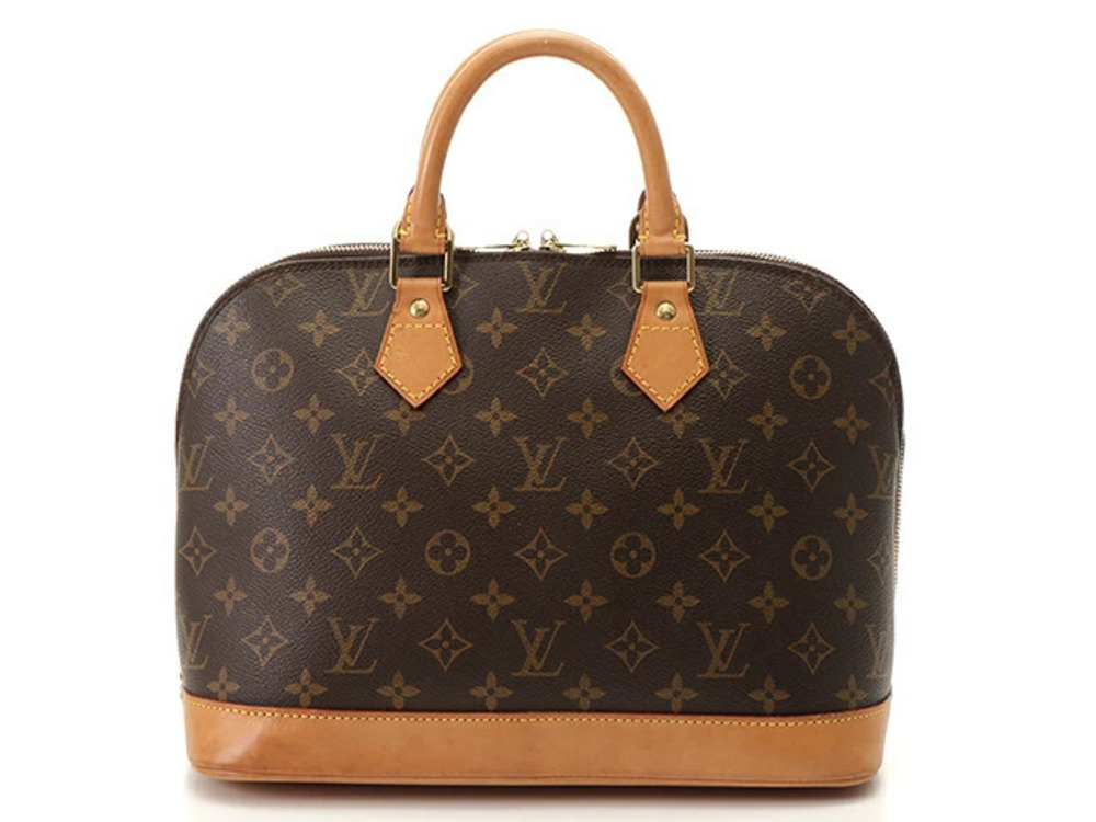 LOUIS VUITTON Alma Monogram Handbag Leather Brown